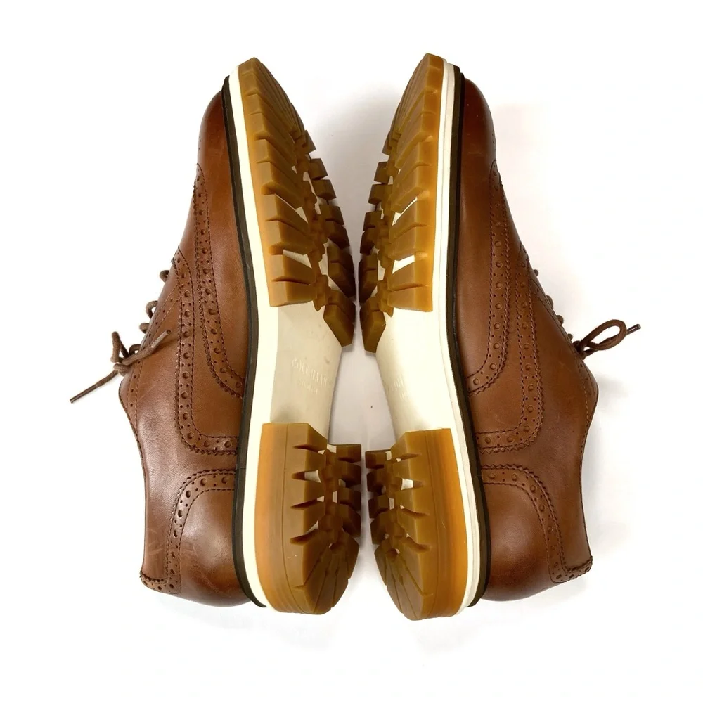 COLE HAAN Tahoe Featherfeel Wingtip Oxford Brown 10.5 Mens Classic Work Comfort